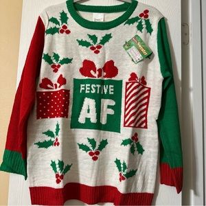 Large NWT Festive AF sweater